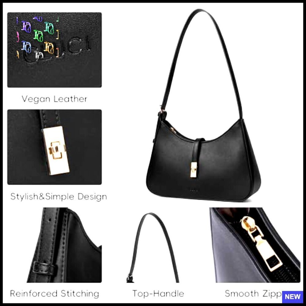 Vegan Leather Hobo Shoulder Bag Crossbody Purse Adjustable Strap Chic Minimal - Picture 4 of 7